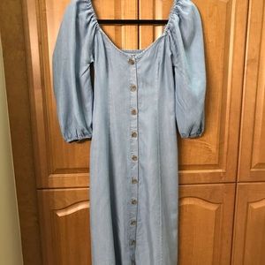 Zara light weight denim dress with tortoise shell buttons